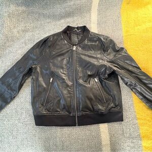 Marc New York Black Leather Bomber Jacket
